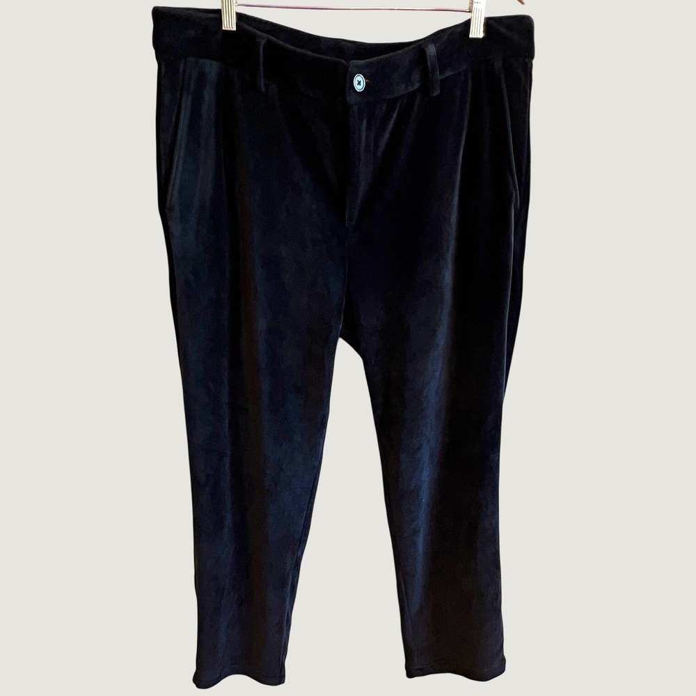 Teddy Fresh Black Velour Trousers Pants Embroidered Logo Mens Size 38 Streetwear